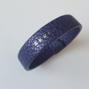 Akris purple pebbled leather snap bracelet